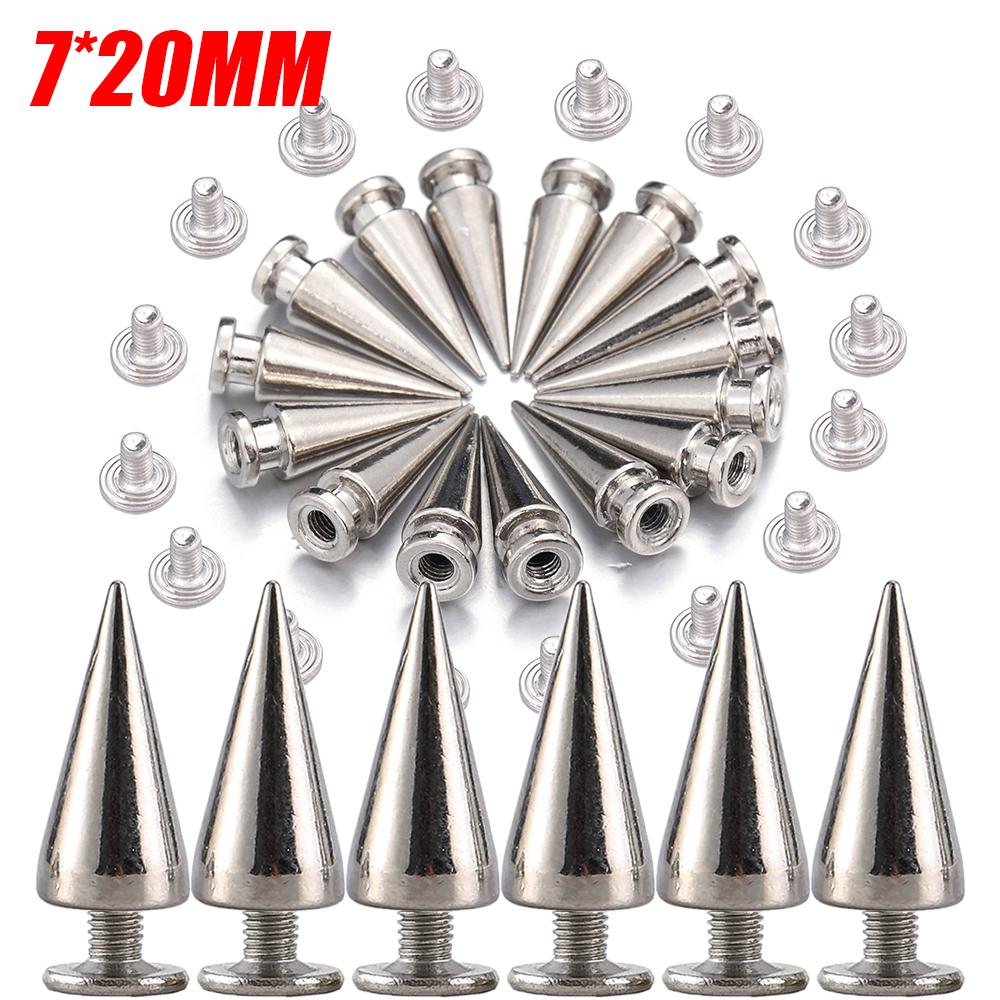Двойные колпачки Серебряные заклепки Конические гвоздики Серебряные круглые конические шипы DIY Панк Конические гвоздики Обувь Одежда Гвоздь Заклепки Ручной работы