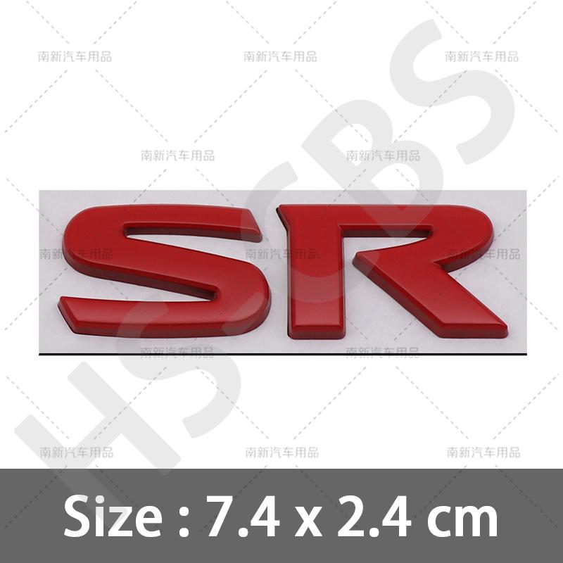 AAZZ1 Car Styling SR 3D Letter Metal Car Rear Trunk Emblem Stickers For Nissan Tiida Teana QASHQAI BLUEBIRD Tailgate Logo Sticker