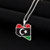 Подвеска-ожерелье с флагом Ливии из нержавеющей стали Стильное ожерелье с картой Ливии Прочные шейные украшения Материал: нержавеющая сталь