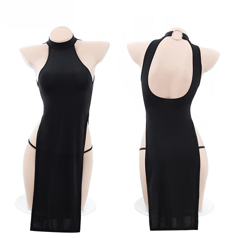 Sexy Cheongsam Babydoll Dress See Trough Chemises Lingerie Hot Sexy Dress Cosplay Game Costume for Women