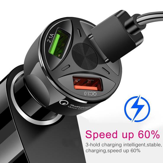 Автомобильное зарядное устройство с быстрой зарядкой QC3.0, адаптер USB-зарядки 3-в-1 для мобильных телефонов