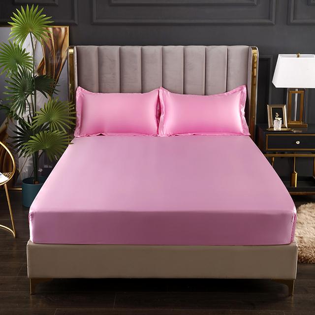 Bed Sheet Home Textile Three-piece Set Home High-end Solid Color Satin Silk Bed Sheet Mattress Cover Elastic Band Bed Sheet Bedding