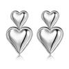 Серьги-гвоздики с сердцем любви, золотые серьги-гвоздики с двойным сердцем, висячие серьги с нерегулярным сердцем, модные ювелирные изделия, подарок для мамы, жены