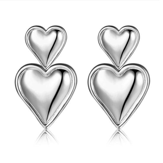 Серьги-гвоздики с сердцем любви, золотые серьги-гвоздики с двойным сердцем, висячие серьги с нерегулярным сердцем, модные ювелирные изделия, подарок для мамы, жены