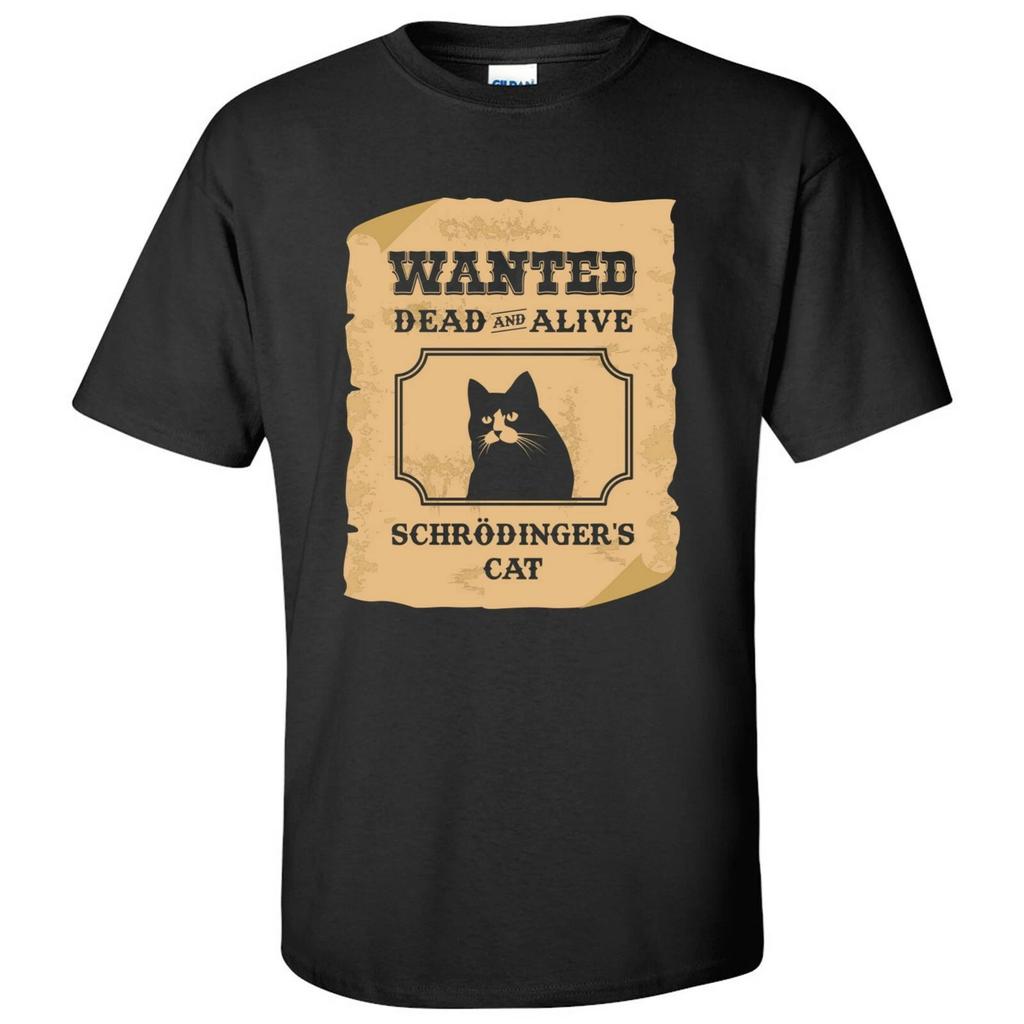 Wanted Dead and Alive - Schrodinger's Cat Basic Cotton T-Shirt - Black