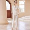 Pleated Apricot Slimming Jumpsuit for Professional and Formal Wear