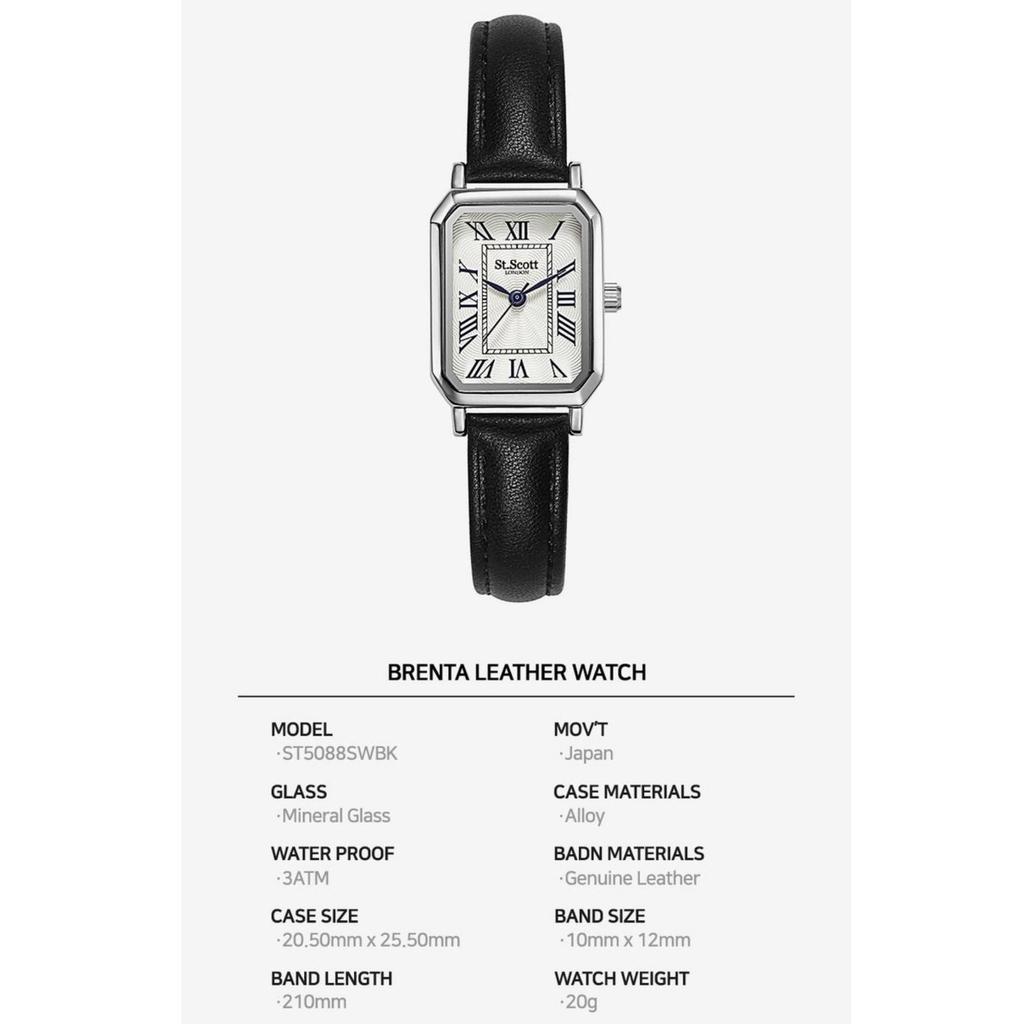 [Saint Scott] ST5088SWBK/ST5088RRBR Brenta Кожаные часы Черные / Коричневые , Популярные корейские часы