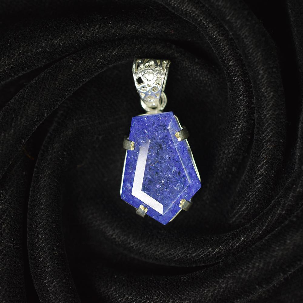 925 Sterling Silver Fancy Pendant 51 Ct CERTIFIED Natural Purple Tanzanite MY.PD-165-NS