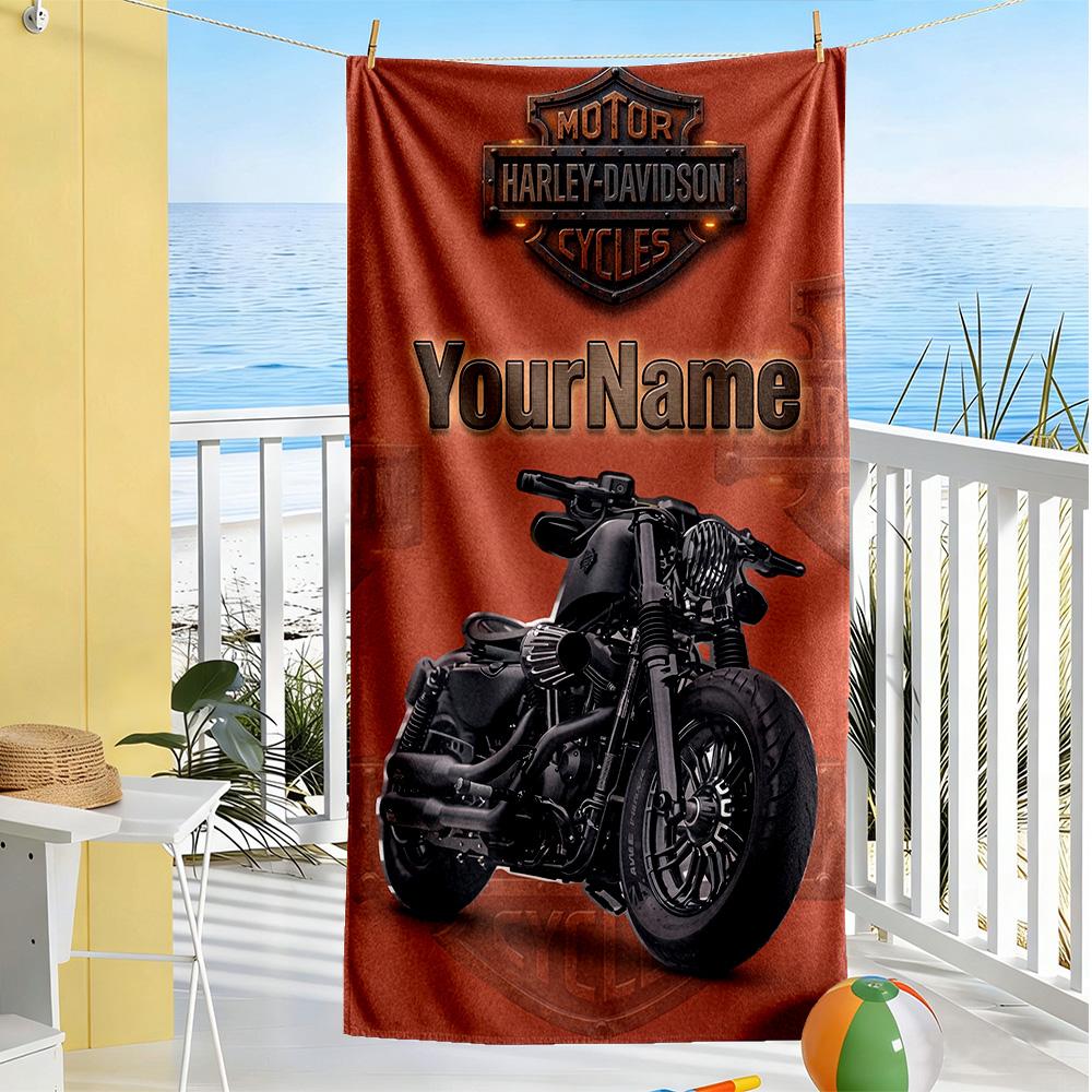 Harley-davidson Motorcycles Personalized Text Beach Towel Super Soft Microfiber Quickdry Fabric Perfect for Traveling Yoga Camping and Swimming