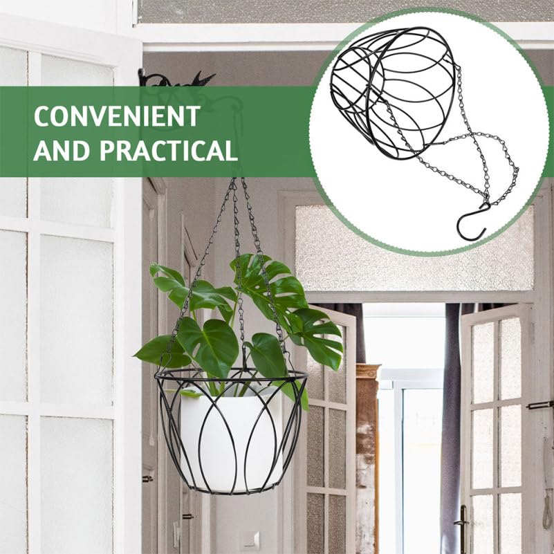 Iplusmile Planter Hanger Hanging Stand Wrought Iron Wire Flower Pot for Outdoor Plants Planter Shelf with Hooks Houseplant Hanging Plant Holder
