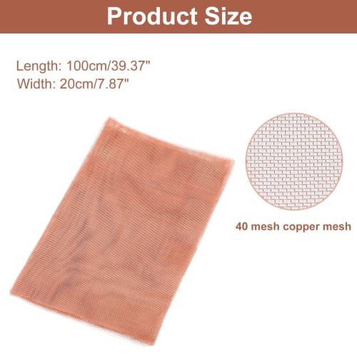 uxcell 40-Mesh Pure Copper Mesh, 1m X 20cm, 4mm Thick, Woven Mesh Screen for Gardens and Homes, Car Hole Repair, Insect-Proof Copper-Bottom Netting, W