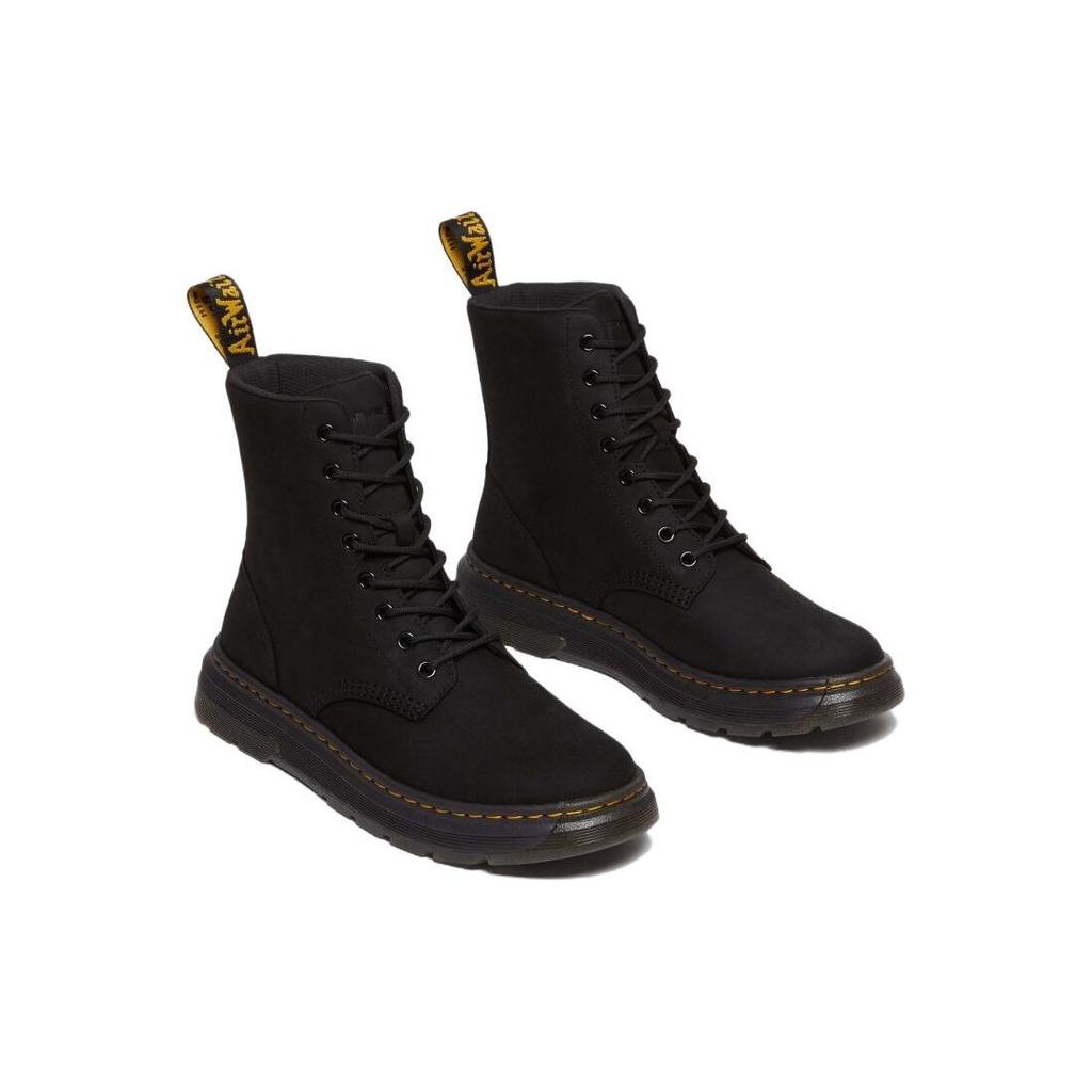 Доктор. Ботинки Martens из кожи с круглым носком на шнуровке до середины икры, унисекс, черные 31225001