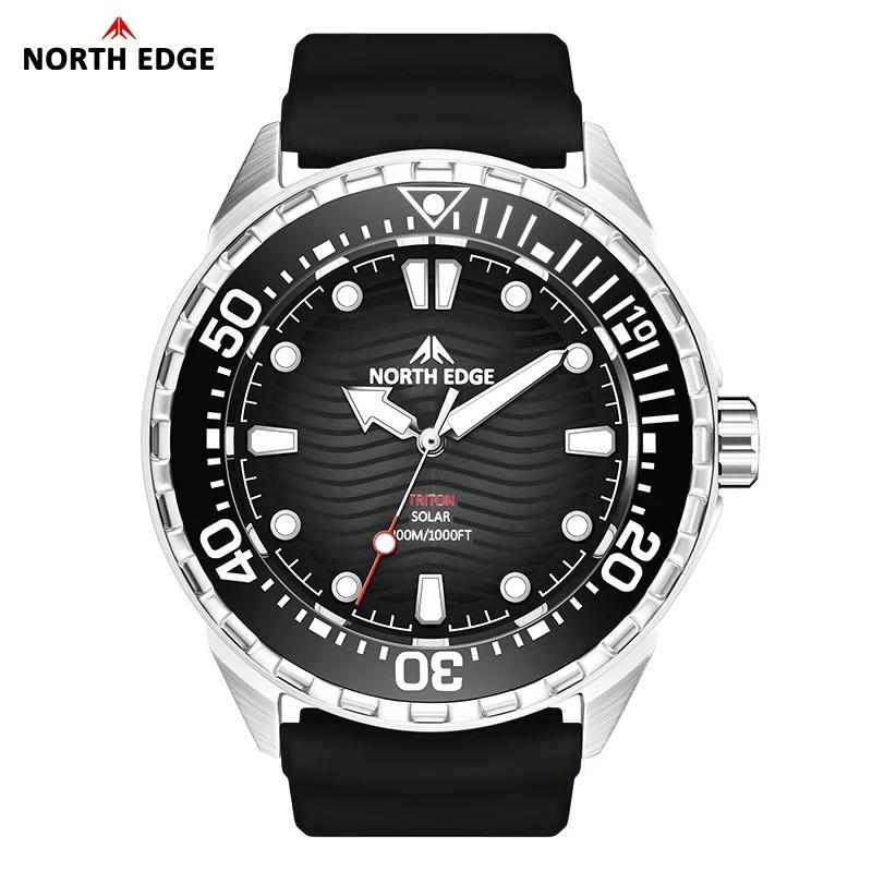 NORTH EDGE 2025 Новые часы для дайвинга TRITON на солнечной батарее Мужские роскошные кварцевые часы для мужчин Корпус из нержавеющей стали 316L Водонепроницаемость 300 м