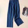 Весна и лето Хлопок и лен Тонкие повседневные брюки широкого покроя Профессиональные женские брюки Свободные брюки с девятью точками для женщин