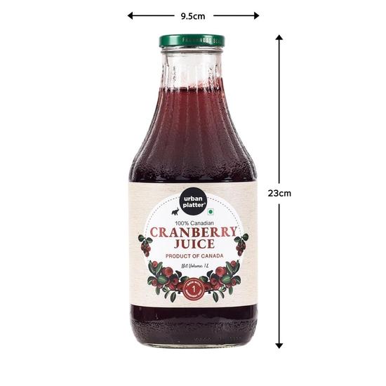 Urban Platter Canadian Cranberry Juice, 1 Litre (Unsweetened, No Added Sugar, 100% Natural Cranberry Juice, Good for UTI Health)
