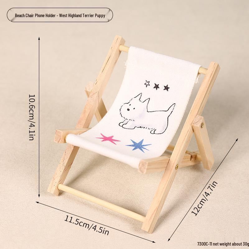 Foldable Wooden Beach Chair Phone Holder: Creative, Lazy Person Photo Stand & Desktop Ornament