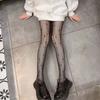 Женские сексуальные ажурные чулки Лолита, сетчатые колготки с принтом, цветочное сердце, череп, нейлоновые пуш-ап, тонкие Y2k, клубные готические колготки