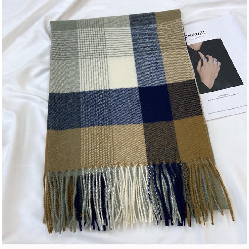 Plaid Long Scarf Winter Warm Cashmere Women Pashmina Foulard Bandana Scarves Female Luxury Hijab Tassel Shawl Wraps