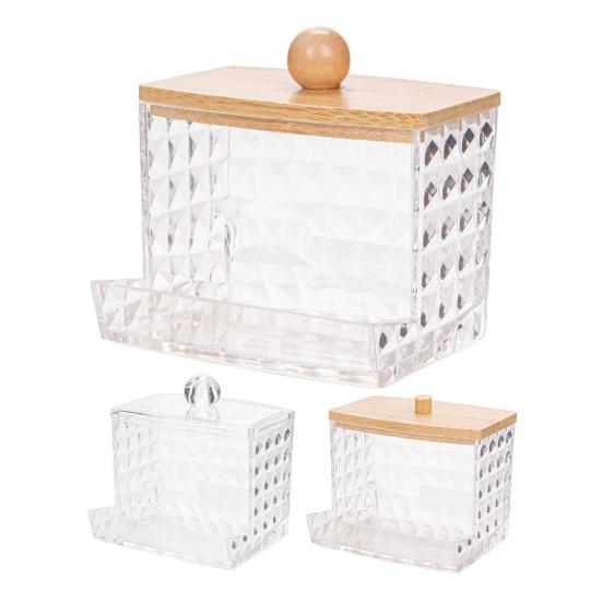 Коробка для хранения ватных палочек, держатель ватных шариков, прозрачный пылезащитный, большой емкости, зубочистки, диспенсер для зубной нити, футляр для хранения