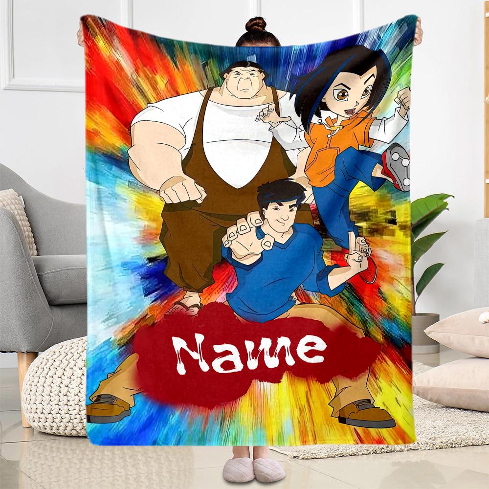 Jackie Chan Customize Your Name Blanket Cozy Customizable Blanket Warmthful Decor Throw For Sofa Office Office Chair Bed Ideal for All Seasons