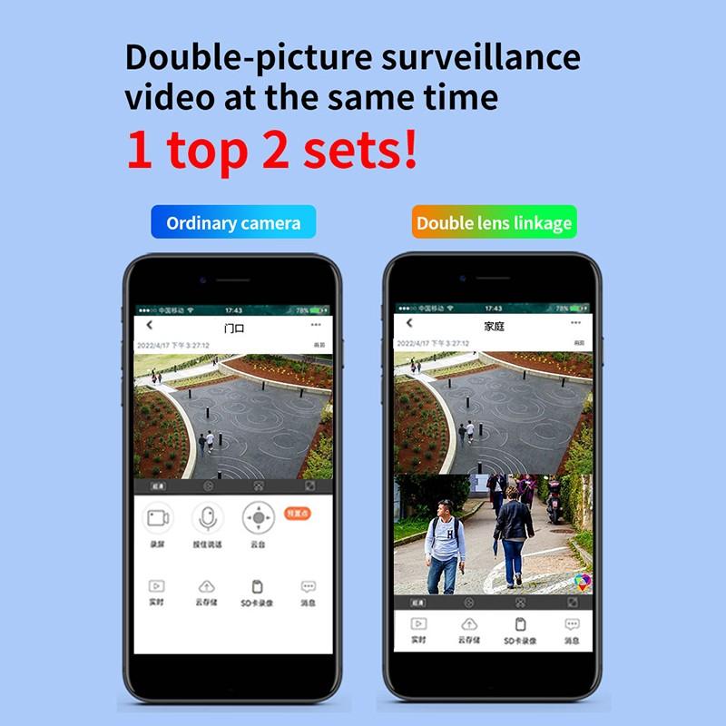 Наружная камера видеонаблюдения с двойным объективом 4K, домашняя камера видеонаблюдения, беспроводная Wi-Fi IP-камера, поддержка двустороннего аудио, встроенный микрофон