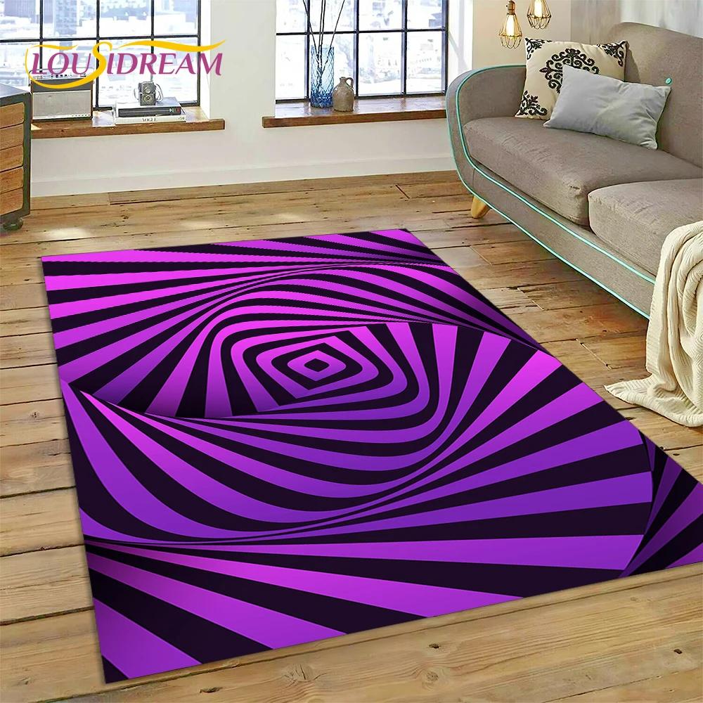 3D Vortex Visual Illusions Ковер Ковер для гостиной Спальня Домашний декор, Напольный коврик Нескользящее украшение для дивана Кухня Коврик