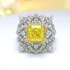 Fashion Vintage Women Jewelry Set Yellow Diamond Flower Ring Princess Cut Pendant Earrings Royal Blue Necklace