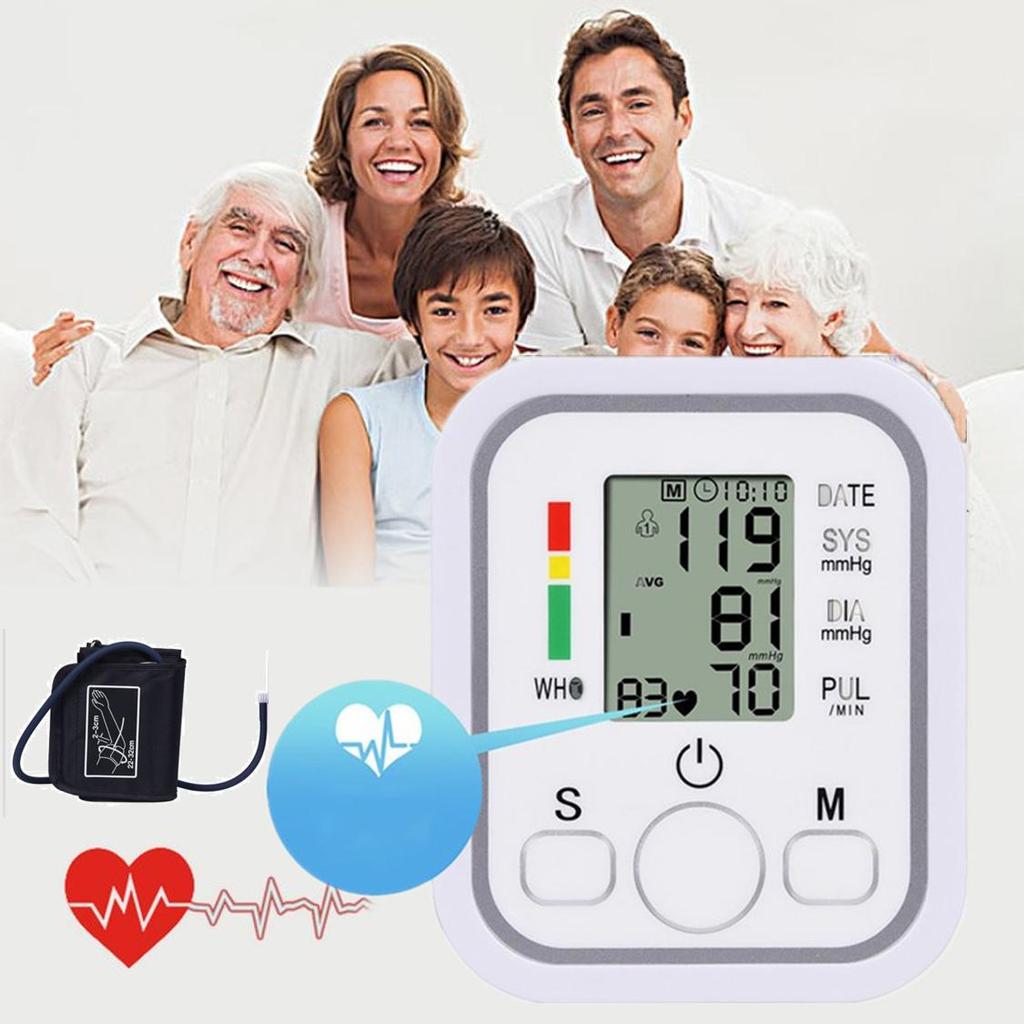 Upper Arm Blood Pressure Monitor Heart Beat Rate Monitor Health Care Medical Digital Meter Tonometer Measuring Automatic