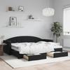 VidaXL Daybed with Trundle and Drawers Black 80x200 Cm Velvet 3197346