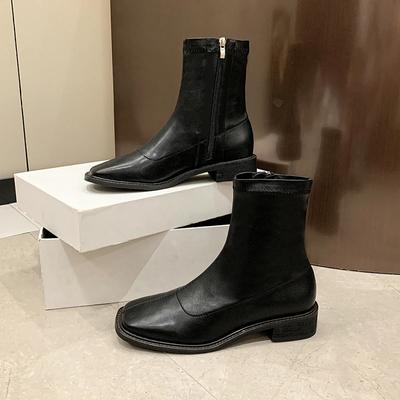 Новые женские ботильоны, модные женские туфли на плоской подошве, женские кожаные ботинки на низком каблуке, сохраняющие тепло ботильоны