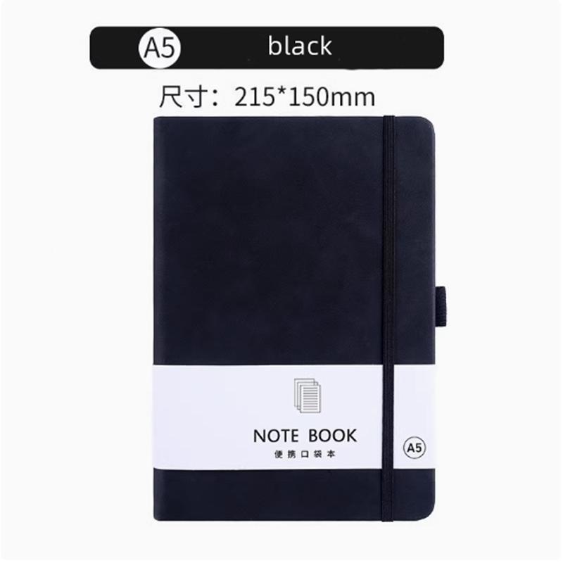High Quality Custom A5/A6/A7 Notebook New Arrival Office Journal PU Leather Hardcover with Elastic Band Pocket Diary