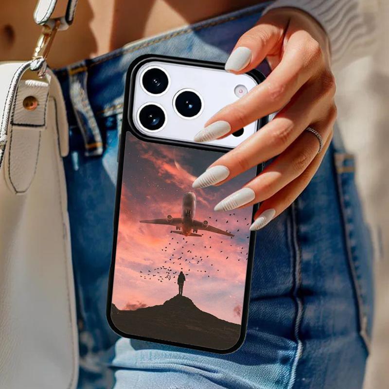 Чехол для телефона с изображением самолета для iPhone 17 Air 14 15 13 12 Max Чехол для Apple 14 15 16 16e 11 Pro Max Plus Coque