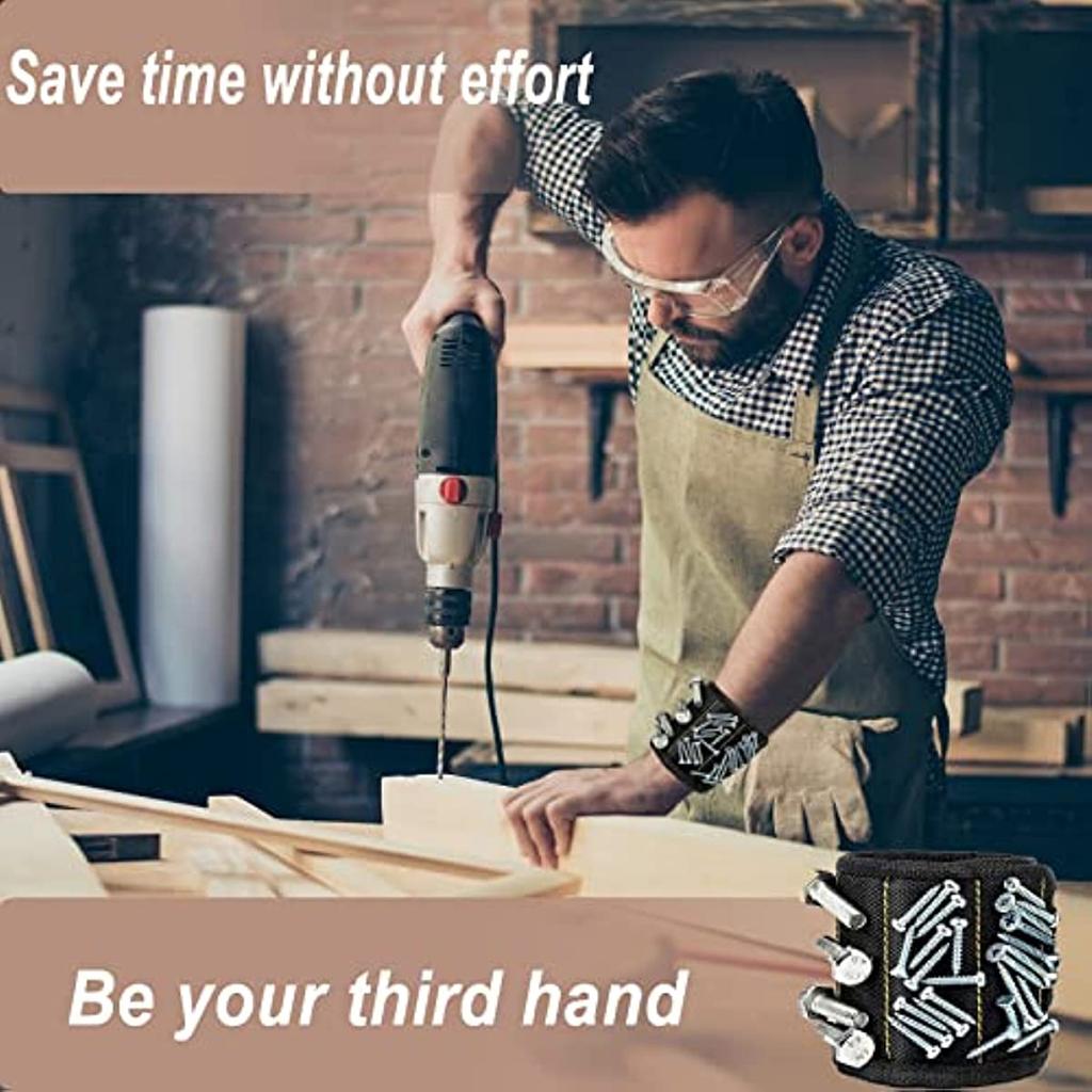 1PC Magnetic Wristband, Used for Fixing Screws, Nails, Drill Bits, Wrist Tool Holder Straps with Strong Magnets