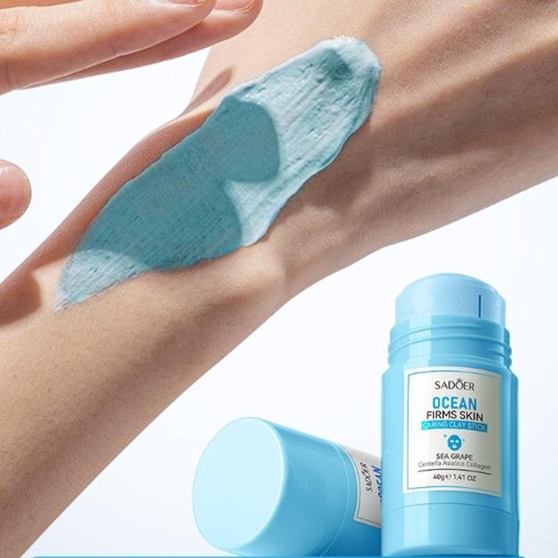 Маска-стик с морской грязью Очищает жирный блеск, Мягкое очищение, Увлажнение лица Подходит для всех типов кожи, Маленькая и портативная,