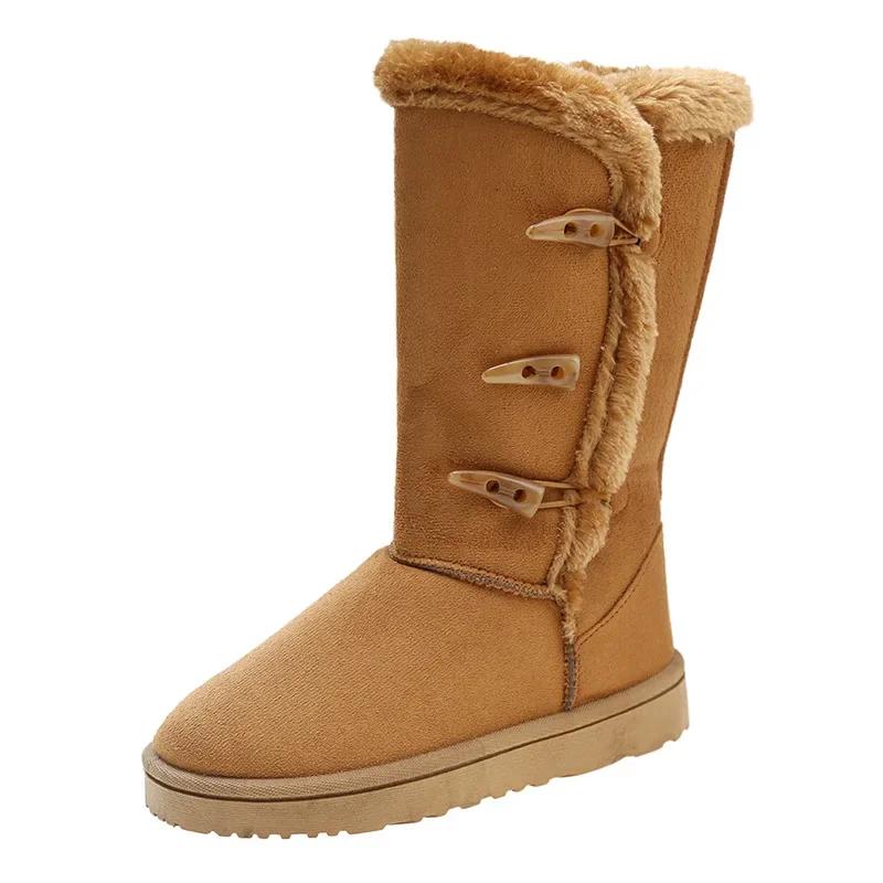 Женская обувь Классические женские зимние ботинки Inter Snow Boots Теплые кожаные меховые сапоги с бархатом Высокие сапоги до колена Зимние кроссовки Botas Mujer