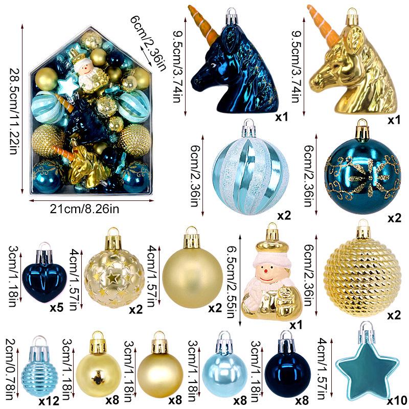 Набор из 72 нерегулярных расписных и гальванизированных рождественских шаров для украшения елки