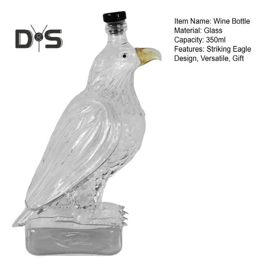Бутылка-графин для виски в форме орла, 350 мл, стеклянная бутылка для вина с изображением орла, домашний декор, подарок на новоселье