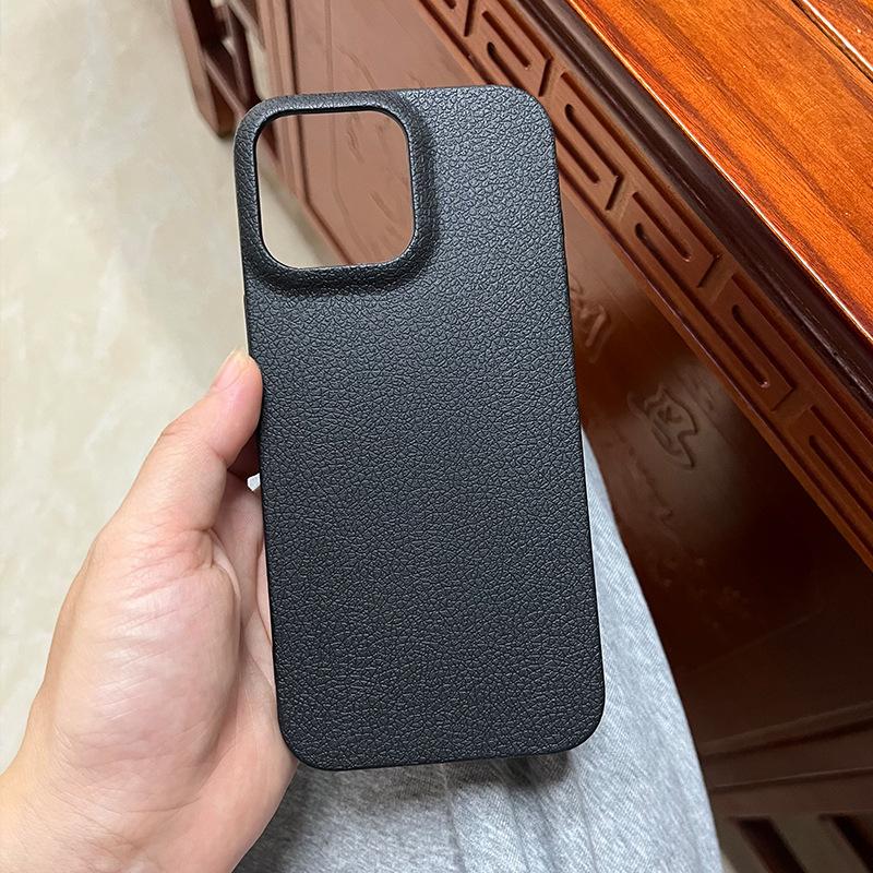 Applicable To IPhone16ProMax Mobile Phone Case 14 Apple 15 Simple TPU Leather Pattern 12Pro Material Case 13