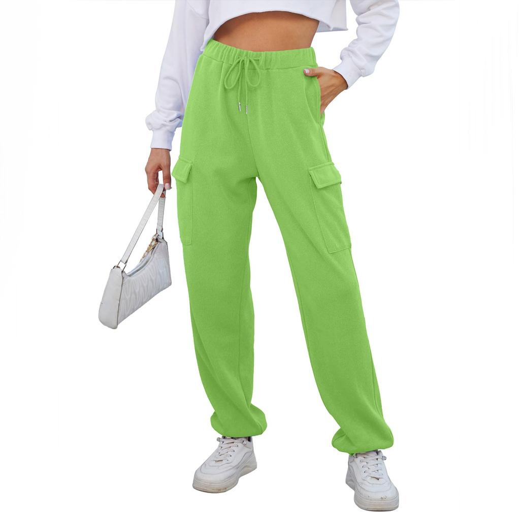 Женские модные спортивные однотонные повседневные спортивные штаны с карманами и брюками