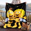 Warm Flannel Blanket Biene Maja Pattern, Lightweight Comfortable Throw Blanket for Bed Sofa Use