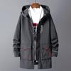 Spring and Autumn Men's Loose Mid-length Hooded Windbreaker Jacket