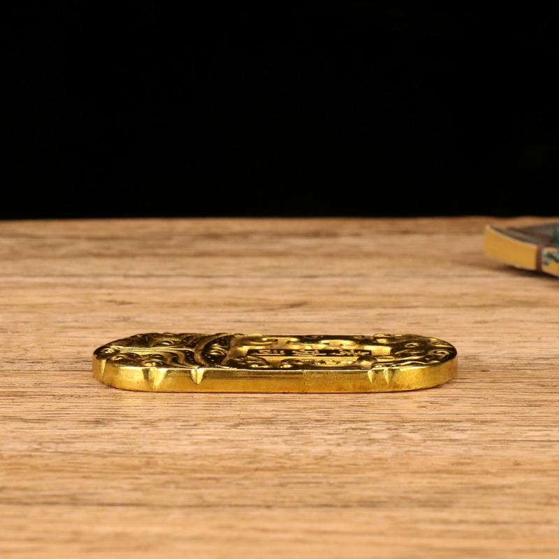 Antique Miscellaneous Collection Brass Waist Tag Token Chief Soldier Waist Tag Kao Gong Si