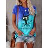 Women's 3D Animal Letter Print Casual Loose Round Neck T Shirts