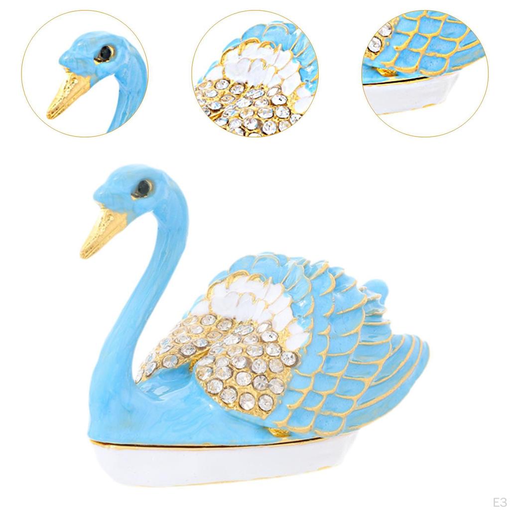 Swan Jewelry Box Animal Statue for Earrings Women Trinket Organizer Dressing