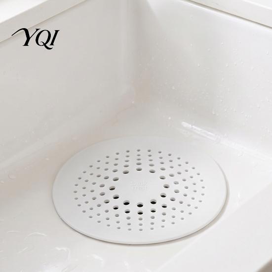 TPR Drain Filter Kitchen Sink Strainer Mat with Suction Cup, Food Residue & Hair Accessory Catcher Floor Cover, Anti Clogging Mesh for Bathroom
