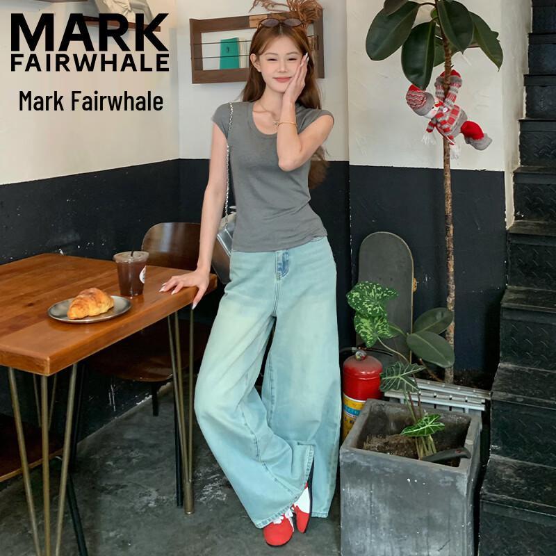 Mark Fairwhale Женская летняя однотонная футболка с коротким рукавом