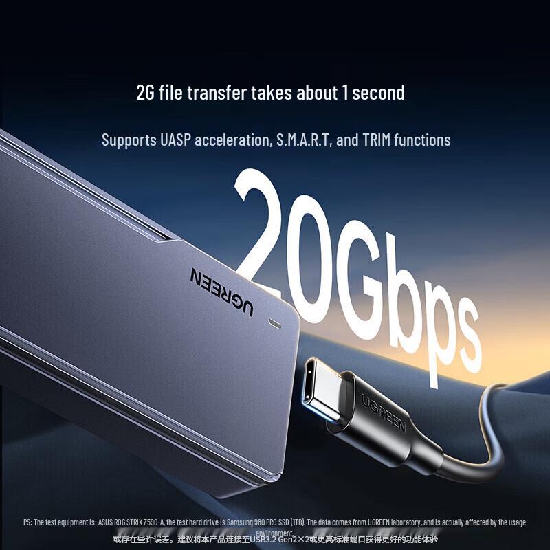Ugreen Корпус для SSD M.2 NVMe/SATA с двумя протоколами 20 Гбит/с