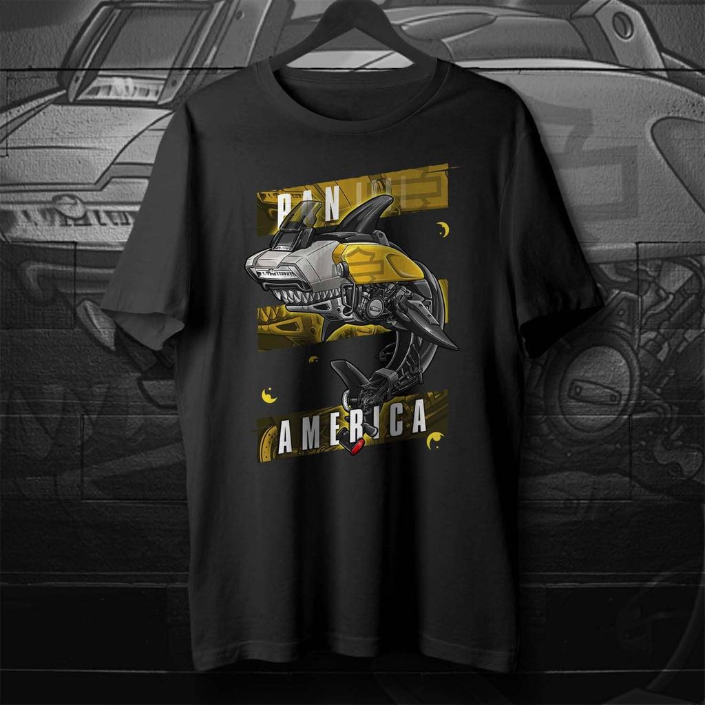 Футболка Classic USA Motorcycle Pan America Shark Inspiration, новая, 100% хлопок, с круглым вырезом и коротким рукавом, повседневная мужская футболка