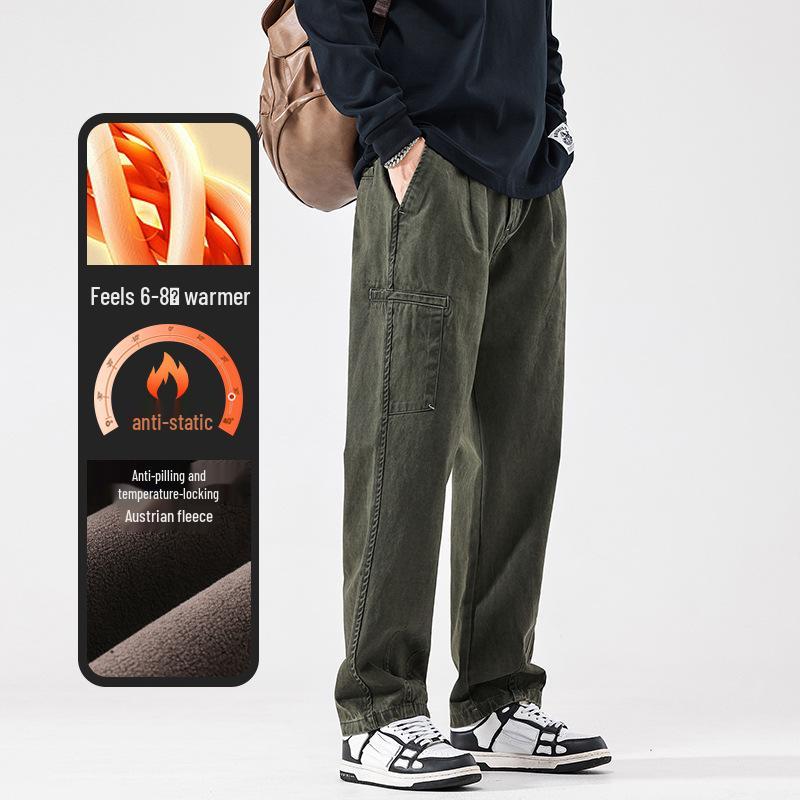 Мужские повседневные рабочие брюки свободного кроя в японском стиле с прямыми штанинами