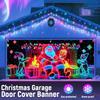 UV Activated Christmas Garage Door Cover Fluorescent 2D Flat Christmas Door Banner Lighted Holiday Cartoon Backdrop for Xmas Indoor Outdoor Wall Decor